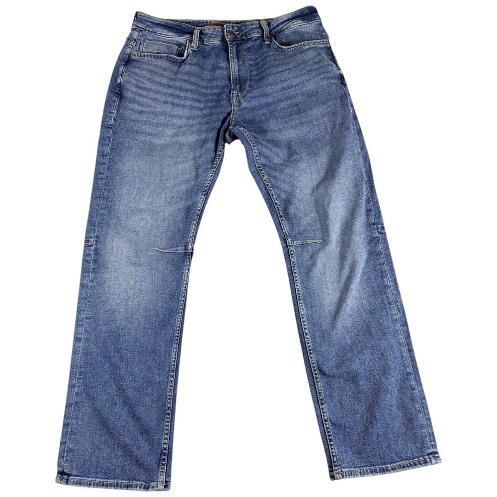 Guess Regular Straight Jeans Men 34 Blue Washed Stretch Western Workwear Y2K